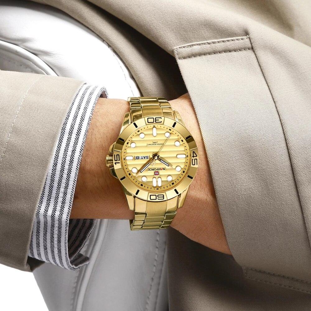 New Fashion Mens Watches NAVIFORCE Gold Business Sport Chronograph Waterproof Steel Band Analog Wristwatch Relogio Masculino.jpg Q90.jpg 