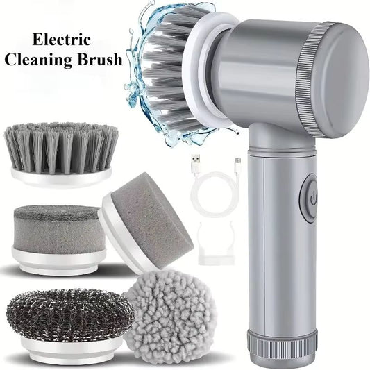 New Cordless Electric Spin Scrubber – 5-in-1 Interchangeable Brush Heads – USB Rechargeable Power Scrubber for Bathroom, Kitchen, Tile, and Car Detailing