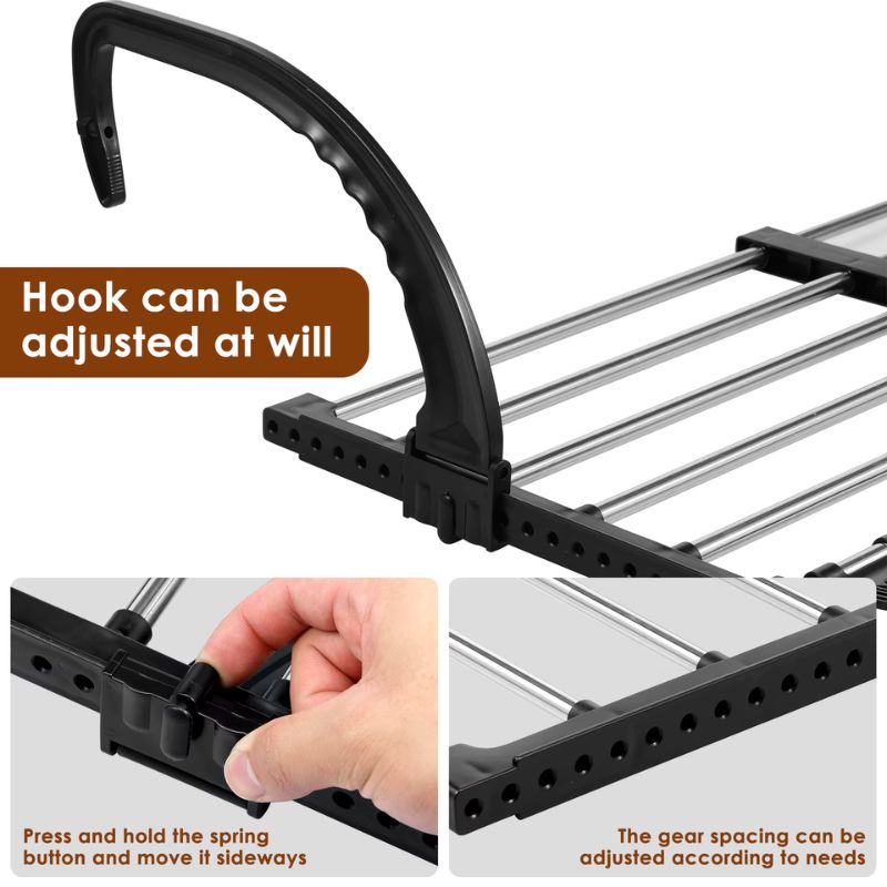 New Foldable Radiator Drying Rack – Extendable Stainless Steel Clothes Hanger (42-72cm) for Shoes, Towels, and Balcony Organization