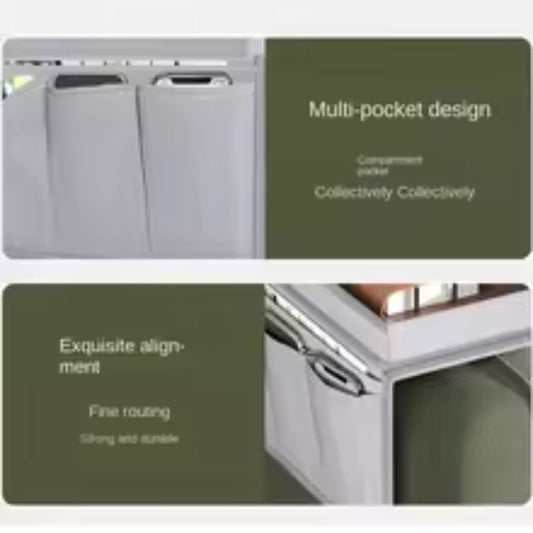New Oxford Cloth Sofa Armrest Organizer – Multi-Pocket Storage Bag with Integrated Cup Tray – Cellphone, Remote, & Tissue Holder for Couch – Home Decor Accessory (Gray/White)