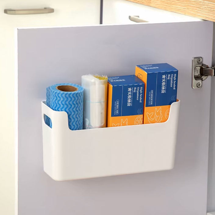 Non-Perforated Kitchen Cabinet Door Organizer – No-Drill Wall Mount Cling Film Rack, Spice Holder, and Dish Drying Shelf