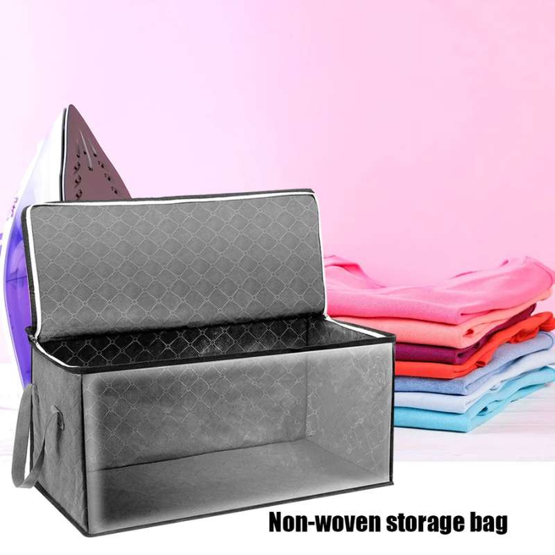 Non-Woven Clothes Storage Bag – Foldable Quilt & Blanket Organizer with Reinforced Handles – Dust-Proof Wardrobe Storage Box with Dual Zipper & Clear Window – Breathable Sorting Bag for Bedding and Seasonal Clothing
