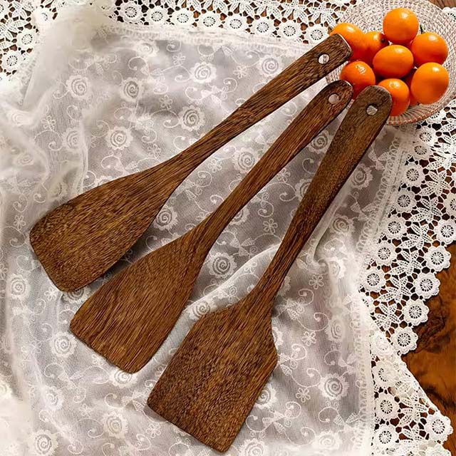 Non-Stick Wooden Spatula & Ladle Set – Japanese-Style Long Cooking Utensils for Stirring & Serving