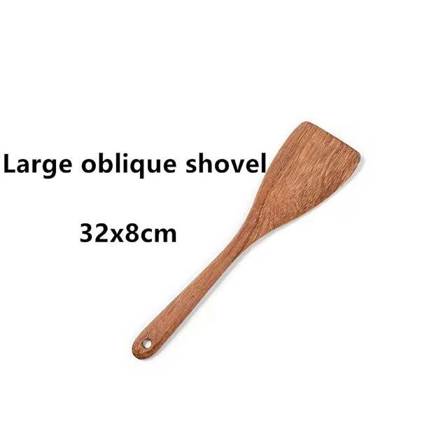 Non-Stick Wooden Spatula & Ladle Set – Japanese-Style Long Cooking Utensils for Stirring & Serving