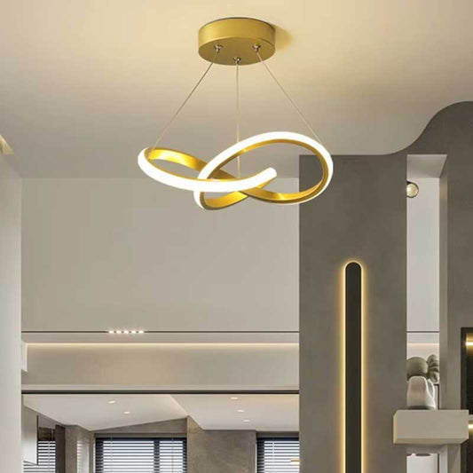 Nordic LED Ceiling Pendant Light – 24/30CM Gold Modern Hanging Fixture for Dining Room, Bedroom, Living Room, Corridor & Hotel