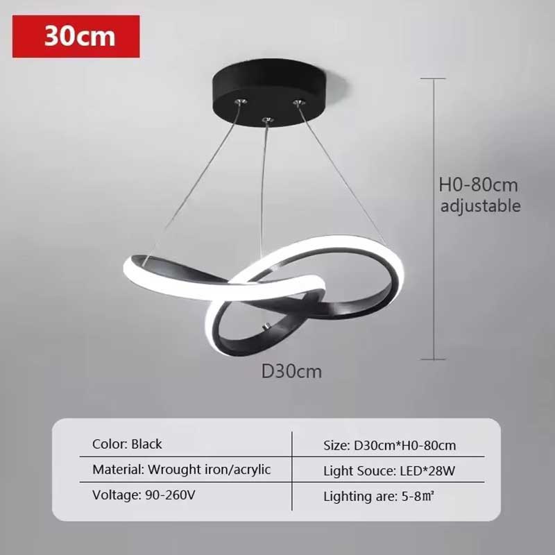 Suspension LED nordique – 24/30 cm, dorée, luminaire moderne pour salle à manger, chambre, salon, couloir et hôtel