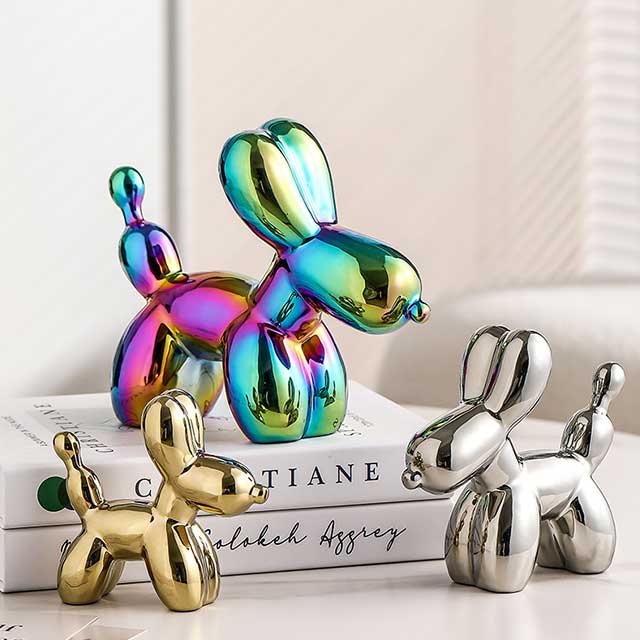 Nordic Light Luxury Balloon Dog Ornament – Electroplated Resin Decoration for Living Room, TV Cabinet & Coffee Table