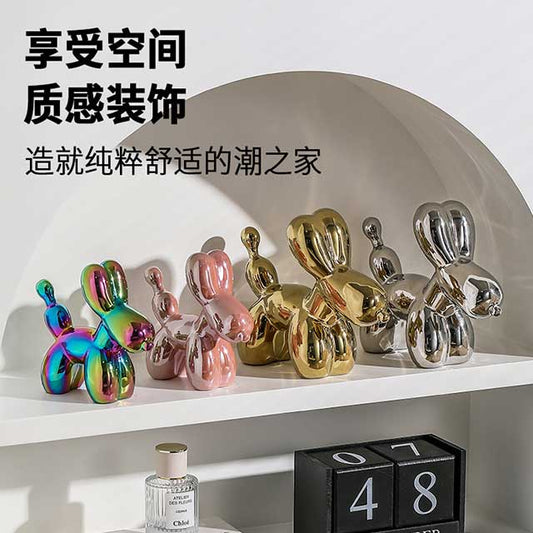 Nordic Light Luxury Balloon Dog Ornament – Electroplated Resin Decoration for Living Room, TV Cabinet & Coffee Table