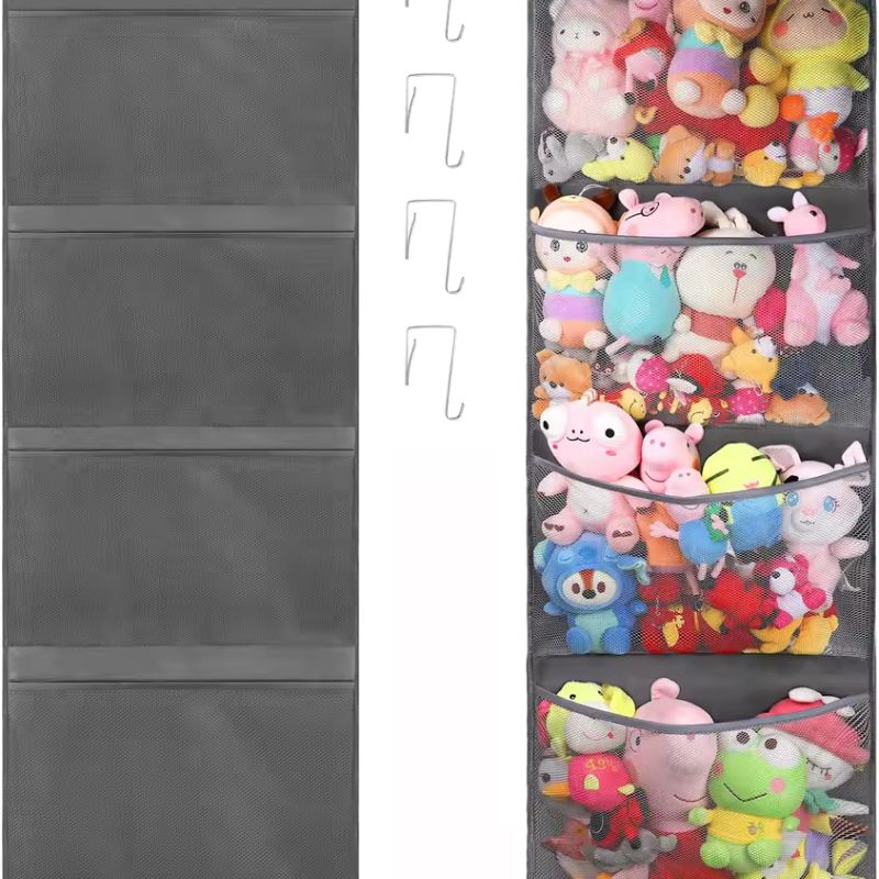 Sac de rangement suspendu à suspendre derrière la porte – Organisateur en filet pour peluches et doudous – Présentoir vertical style hamac pour chambre d'enfant et salle de jeux