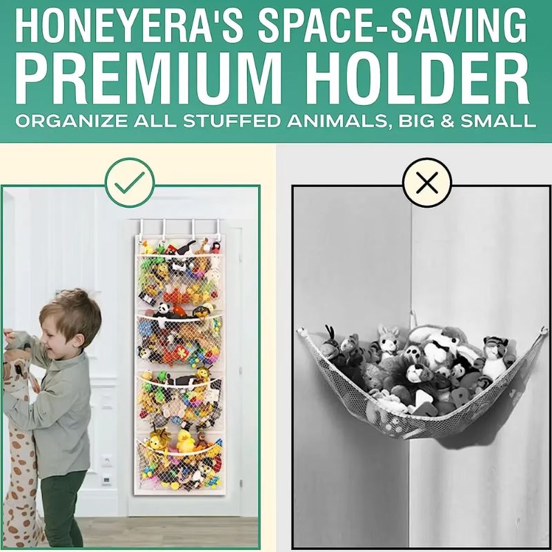 Sac de rangement suspendu à suspendre derrière la porte – Organisateur en filet pour peluches et doudous – Présentoir vertical style hamac pour chambre d'enfant et salle de jeux