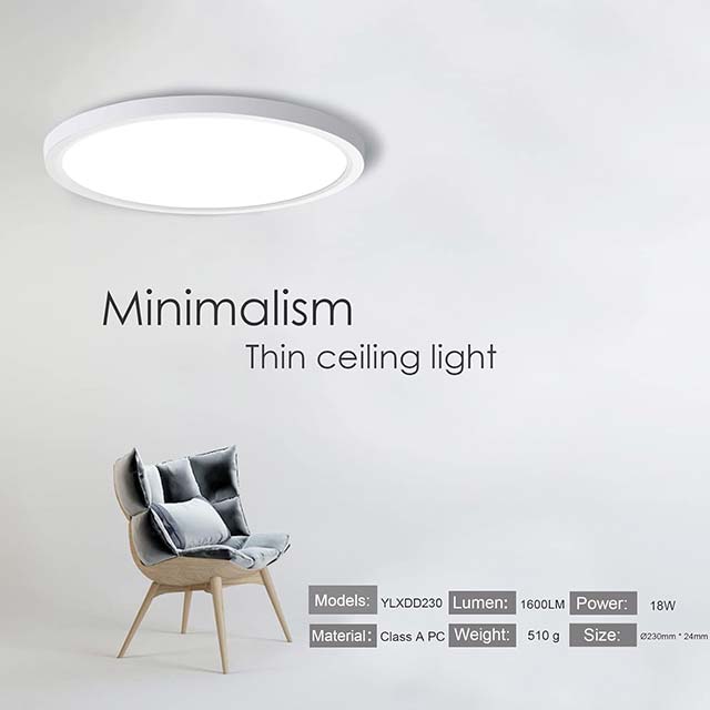 OUILA LED Ceiling Light – 18W 4000K Daylight Flush Mount Fixture, 1600LM for Bathroom, Bedroom, Kitchen, Living Room &amp; Dining Hall (YLXDD300-18W)