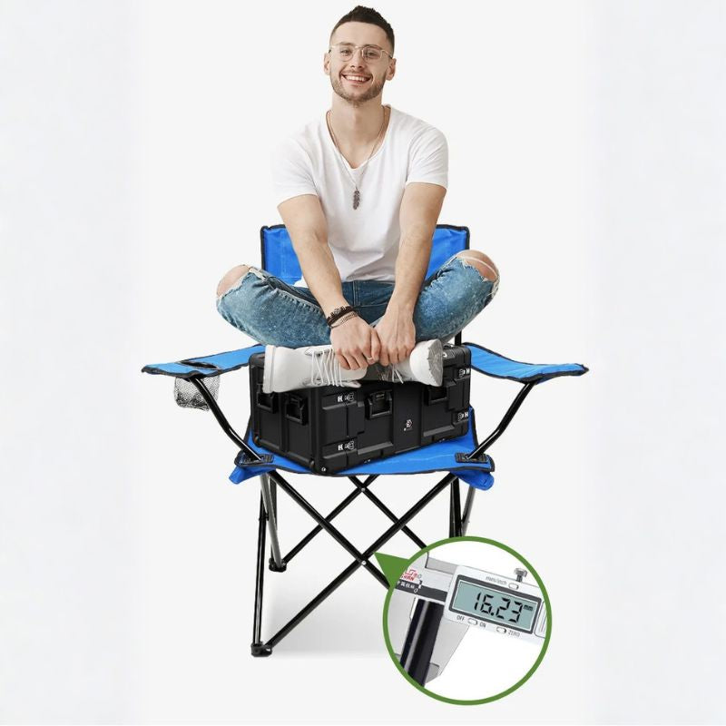 OUZEY Double Folding Camping Chair Set with Umbrella – Portable Outdoor Beach & Fishing Chairs with Carry Bag, Steel Frame & Oxford Fabric