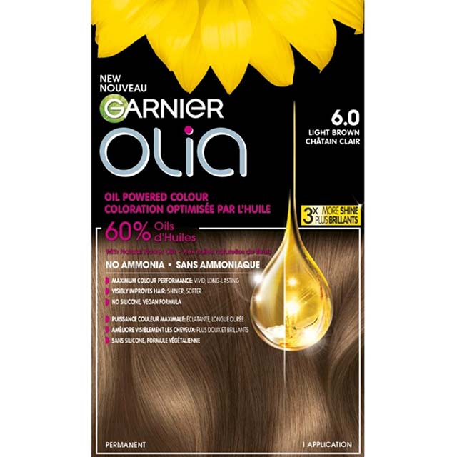 Olia 6.0 Light Brown Ammonia-Free Permanent Hair Color with Nourishing Oils – Salon-Quality, Healthy Hair Formula