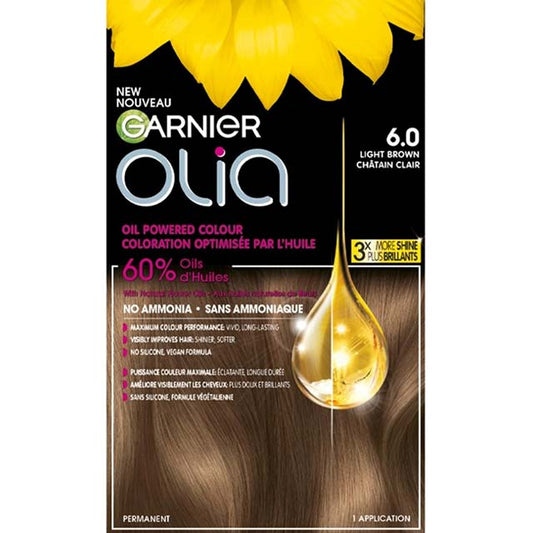 Olia 6.0 Light Brown Ammonia-Free Permanent Hair Color with Nourishing Oils – Salon-Quality, Healthy Hair Formula