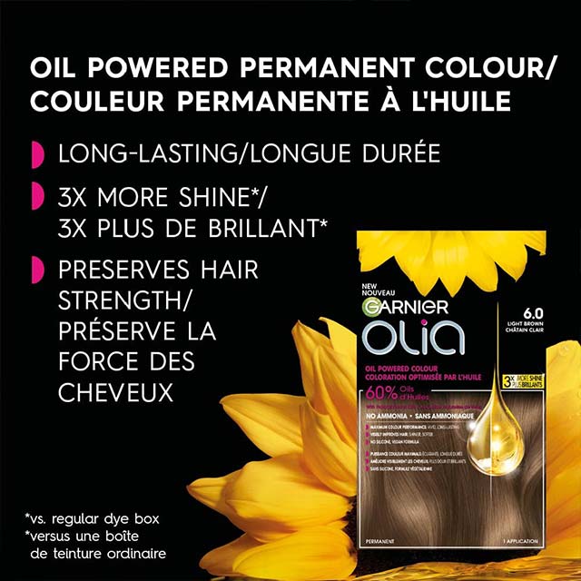Olia 6.0 Light Brown Ammonia-Free Permanent Hair Color with Nourishing Oils – Salon-Quality, Healthy Hair Formula