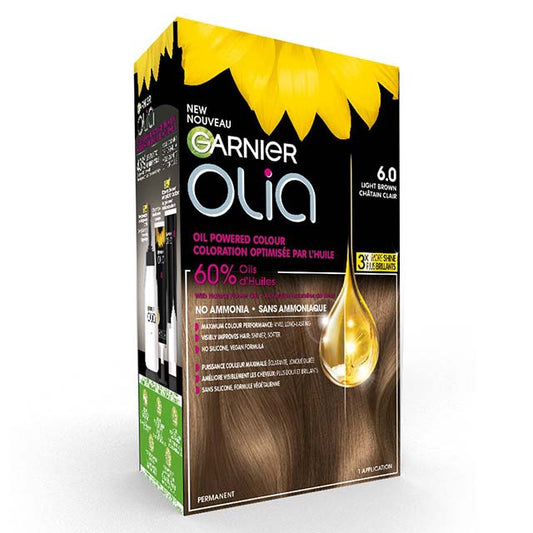 Olia 6.0 Light Brown Ammonia-Free Permanent Hair Color with Nourishing Oils – Salon-Quality, Healthy Hair Formula