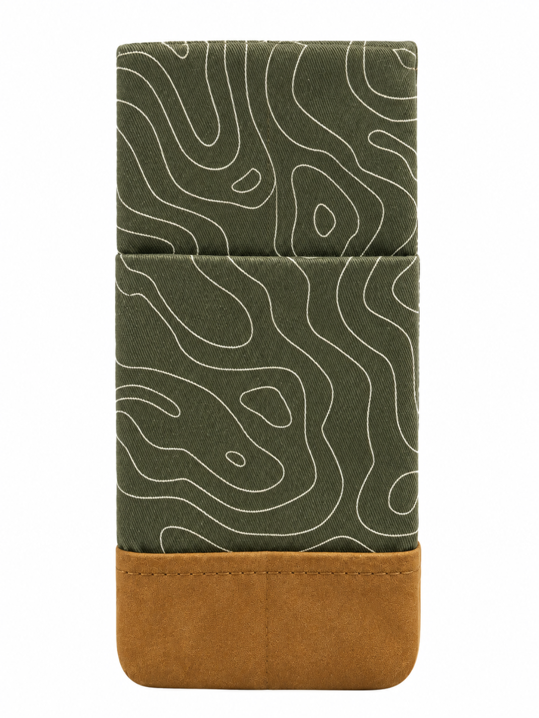 Kuratist Medium Travel Organizer Pouch – Olive Green Patterned Utility Case with Brown Base