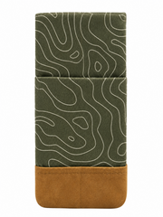 Kuratist Medium Travel Organizer Pouch – Olive Green Patterned Utility Case with Brown Base