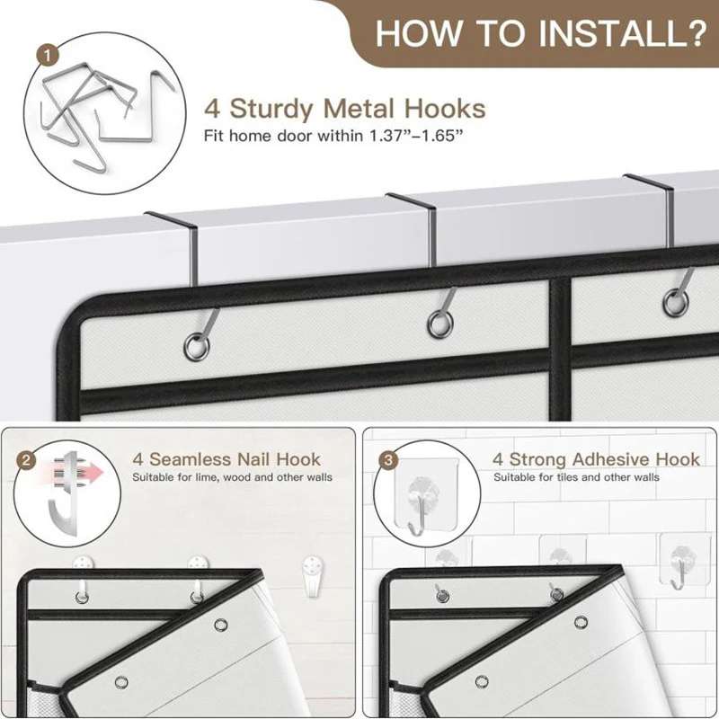 Organisateur suspendu à 5 niveaux pour porte – Étagères de rangement grande capacité avec fenêtres transparentes – Lot simple ou double – Organisateur gris robuste pour garde-manger, chambre d'enfant et salle de bain à suspendre derrière la porte