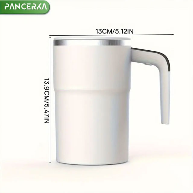 PANCERKA Rechargeable Self-Stirring Coffee Mug with Temperature Display – USB Charging, Sealed Travel Tumbler for Milk, Chocolate & Mocha