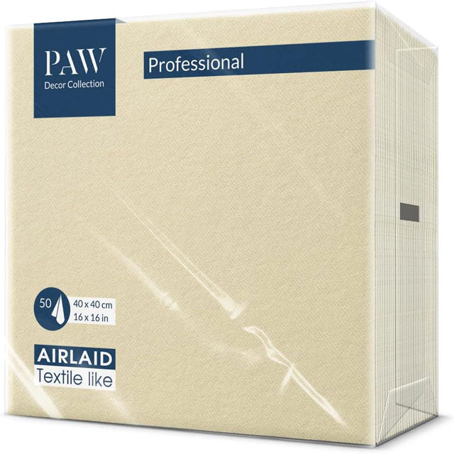 PAW Decor Collection Cream Airlaid Napkins 40x40 cm – 50 Piece Set, Elegant Fabric-Like Table Decor for Weddings, Parties &amp; HoReCa