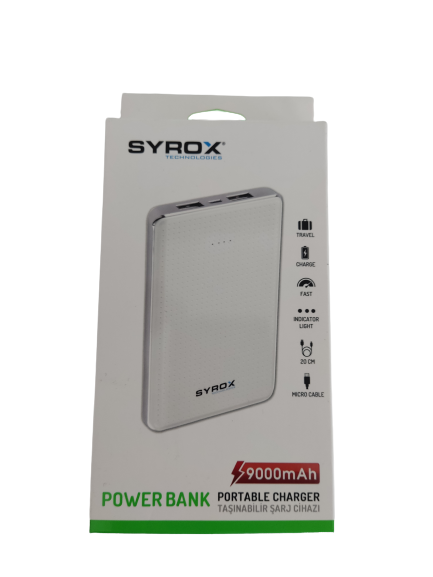 Syrox Powerbank 9000 mAh - Blanc