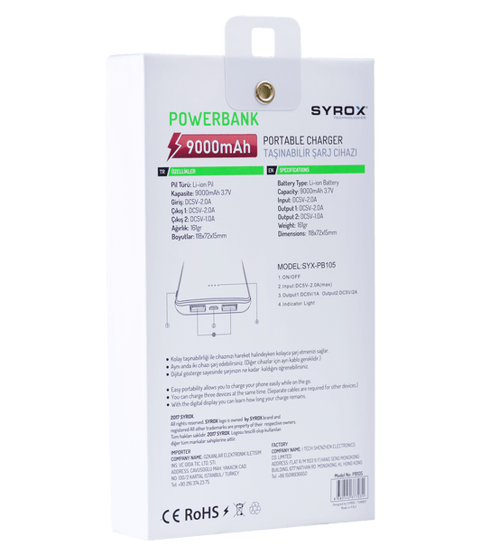 Batterie externe Syrox 9000 mAh - Blanche 