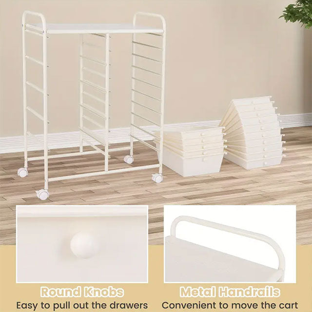 PETSITE 15-Drawer Rolling Storage Cart – Mobile Organizer with Removable Drawers & Metal Frame for Home, Office & School