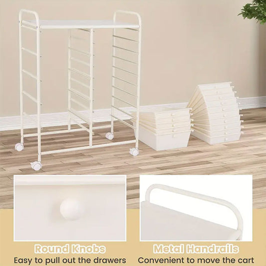 PETSITE 15-Drawer Rolling Storage Cart – Mobile Organizer with Removable Drawers & Metal Frame for Home, Office & School
