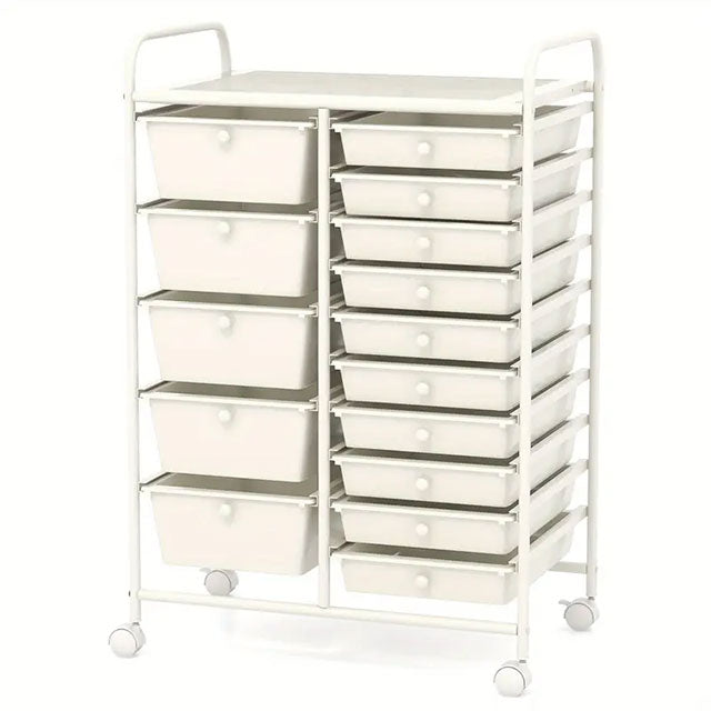 PETSITE 15-Drawer Rolling Storage Cart – Mobile Organizer with Removable Drawers & Metal Frame for Home, Office & School