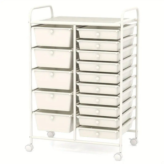 PETSITE 15-Drawer Rolling Storage Cart – Mobile Organizer with Removable Drawers & Metal Frame for Home, Office & School