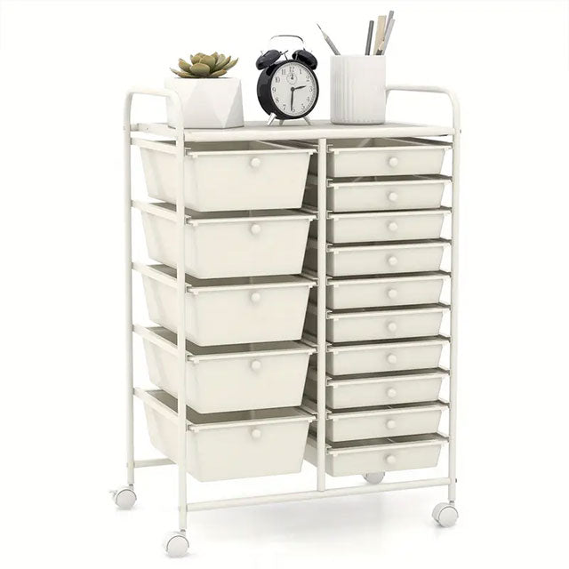 PETSITE 15-Drawer Rolling Storage Cart – Mobile Organizer with Removable Drawers & Metal Frame for Home, Office & School