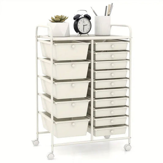 PETSITE 15-Drawer Rolling Storage Cart – Mobile Organizer with Removable Drawers & Metal Frame for Home, Office & School