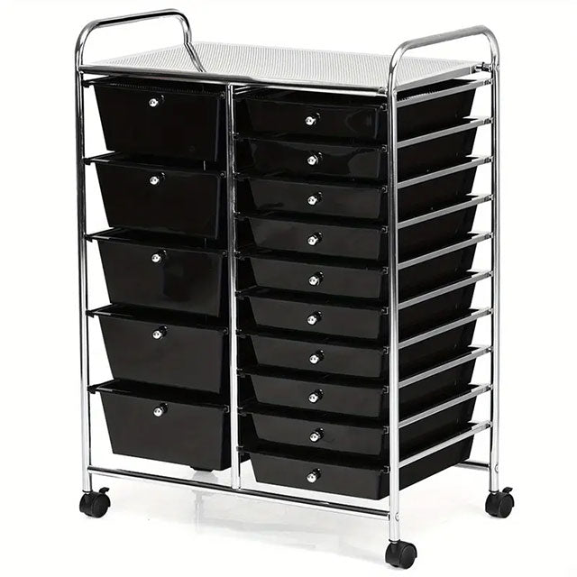 PETSITE 15-Drawer Rolling Storage Cart – Mobile Organizer with Removable Drawers & Metal Frame for Home, Office & School