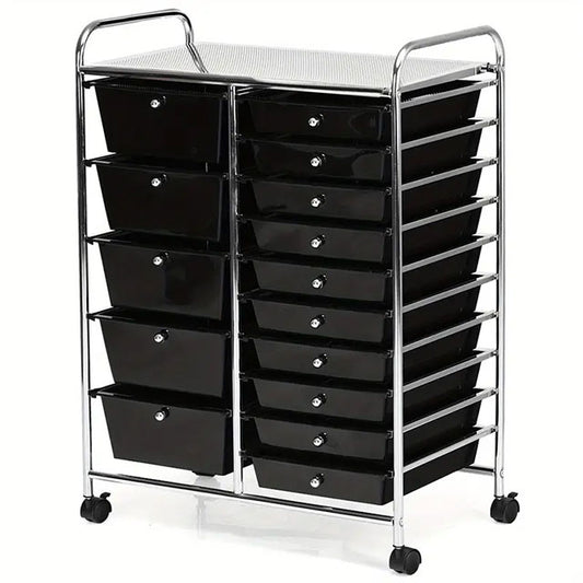 PETSITE 15-Drawer Rolling Storage Cart – Mobile Organizer with Removable Drawers & Metal Frame for Home, Office & School