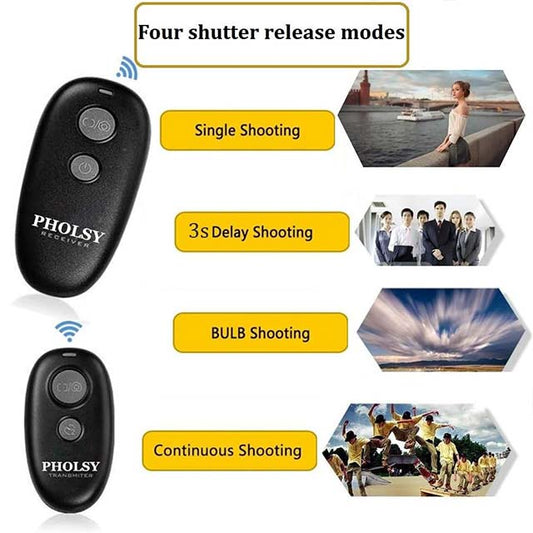 PHOLSY Wireless Camera Shutter Release Control – Remote Trigger Compatible with Canon (R100, R8, R6 II, R7, R10, 90D, 250D, 850D, 6D II, 7D II, G1X III), Olympus (OM-1, EM1X, EM1 II) &amp; Fuji (GFX50S II, XT3, XT4, XT5, XT30) Cameras