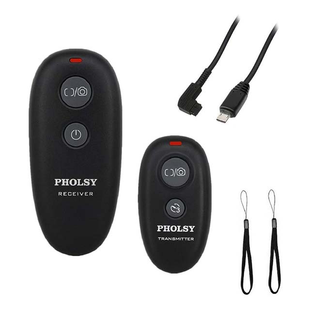 PHOLSY Wireless Camera Shutter Release Control – Remote Trigger Compatible with Canon (R100, R8, R6 II, R7, R10, 90D, 250D, 850D, 6D II, 7D II, G1X III), Olympus (OM-1, EM1X, EM1 II) &amp; Fuji (GFX50S II, XT3, XT4, XT5, XT30) Cameras