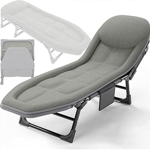 PIKFOS Folding Cot – 5-Level Adjustable, Lightweight & Breathable Compact Bed for Indoor & Outdoor Use