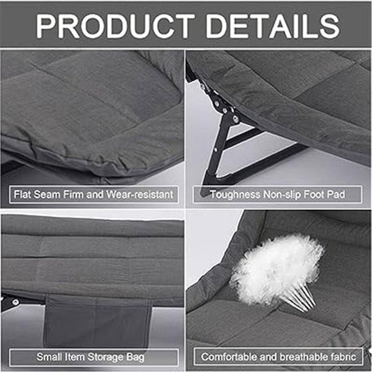 PIKFOS Folding Cot – 5-Level Adjustable, Lightweight & Breathable Compact Bed for Indoor & Outdoor Use