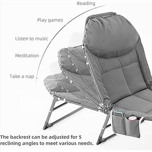 PIKFOS Folding Cot – 5-Level Adjustable, Lightweight & Breathable Compact Bed for Indoor & Outdoor Use