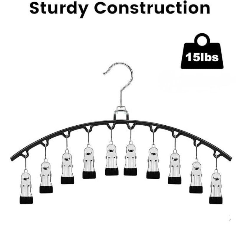 POZEAN 6-Pack Legging Organizer Hangers with Clips – Holds up to 60 Pairs of Yoga Pants – Heavy-Duty Metal Space-Saving Closet Storage for Leggings, Socks, and Jeans – 10 Clips per Hanger