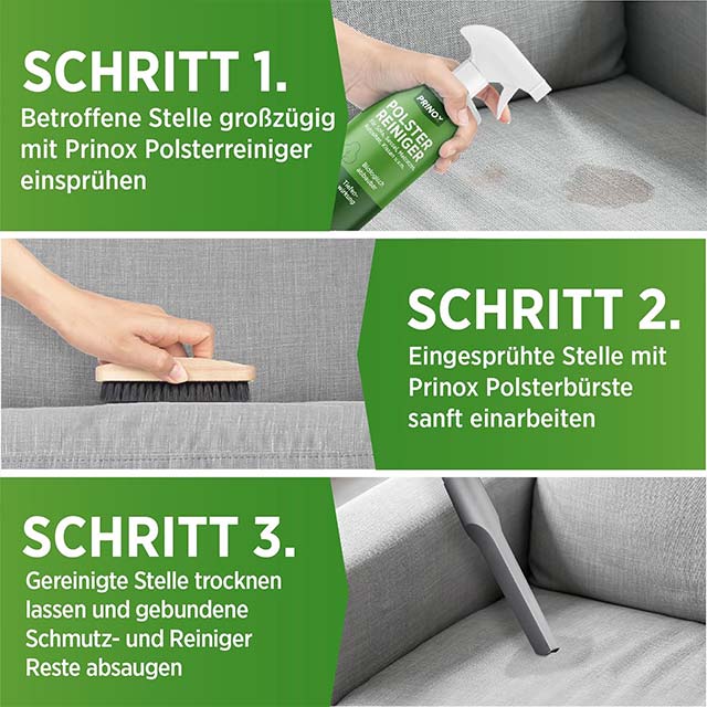 PRINOX® 500 ml Professional Upholstery Cleaner – Textile Concentrate &amp; Stain Remover for Sofa, Car Seat, Armchair &amp; Couch with Brush – Made in Germany