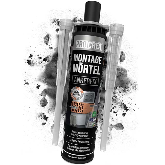 PROCREA® Injection Mortar "Ankerfix" – 2x Premium Mixers, High-Performance Assembly &amp; Composite Mortar with 2K Adhesive and Liquid Dowels for Medium‑Heavy Loads (Indoor &amp; Outdoor)