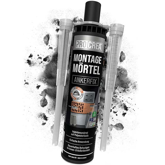 PROCREA® Injection Mortar "Ankerfix" – 2x Premium Mixers, High-Performance Assembly &amp; Composite Mortar with 2K Adhesive and Liquid Dowels for Medium‑Heavy Loads (Indoor &amp; Outdoor)