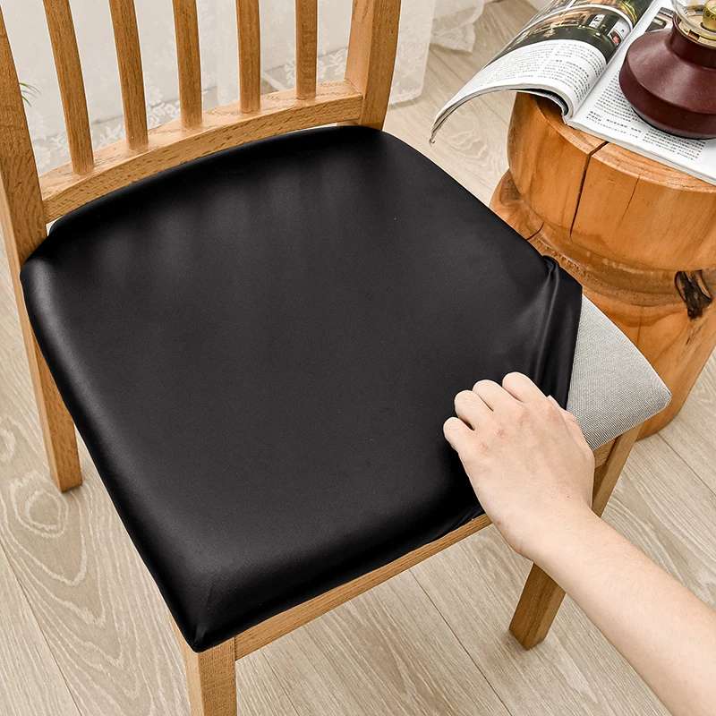 [36cm - 48cm] Housse de Coussin de Chaise en Cuir PU Imperméable – Housse Extensible et Amovible pour Siège de Salle à Manger (36-48cm) – Protection Anti-Liquide pour Chaises de Cuisine et de Salle à Manger (Noir / Beige / Gris)