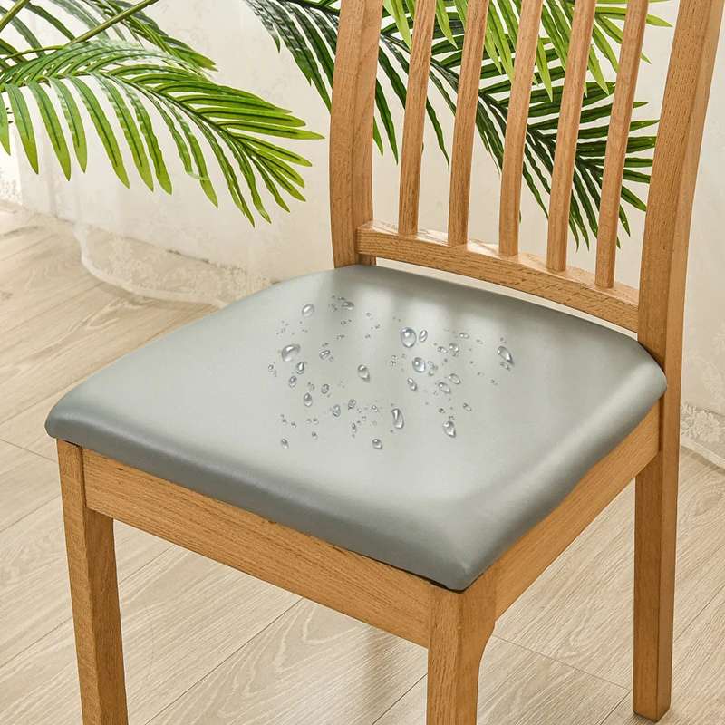 [36cm - 48cm] Housse de Coussin de Chaise en Cuir PU Imperméable – Housse Extensible et Amovible pour Siège de Salle à Manger (36-48cm) – Protection Anti-Liquide pour Chaises de Cuisine et de Salle à Manger (Noir / Beige / Gris)