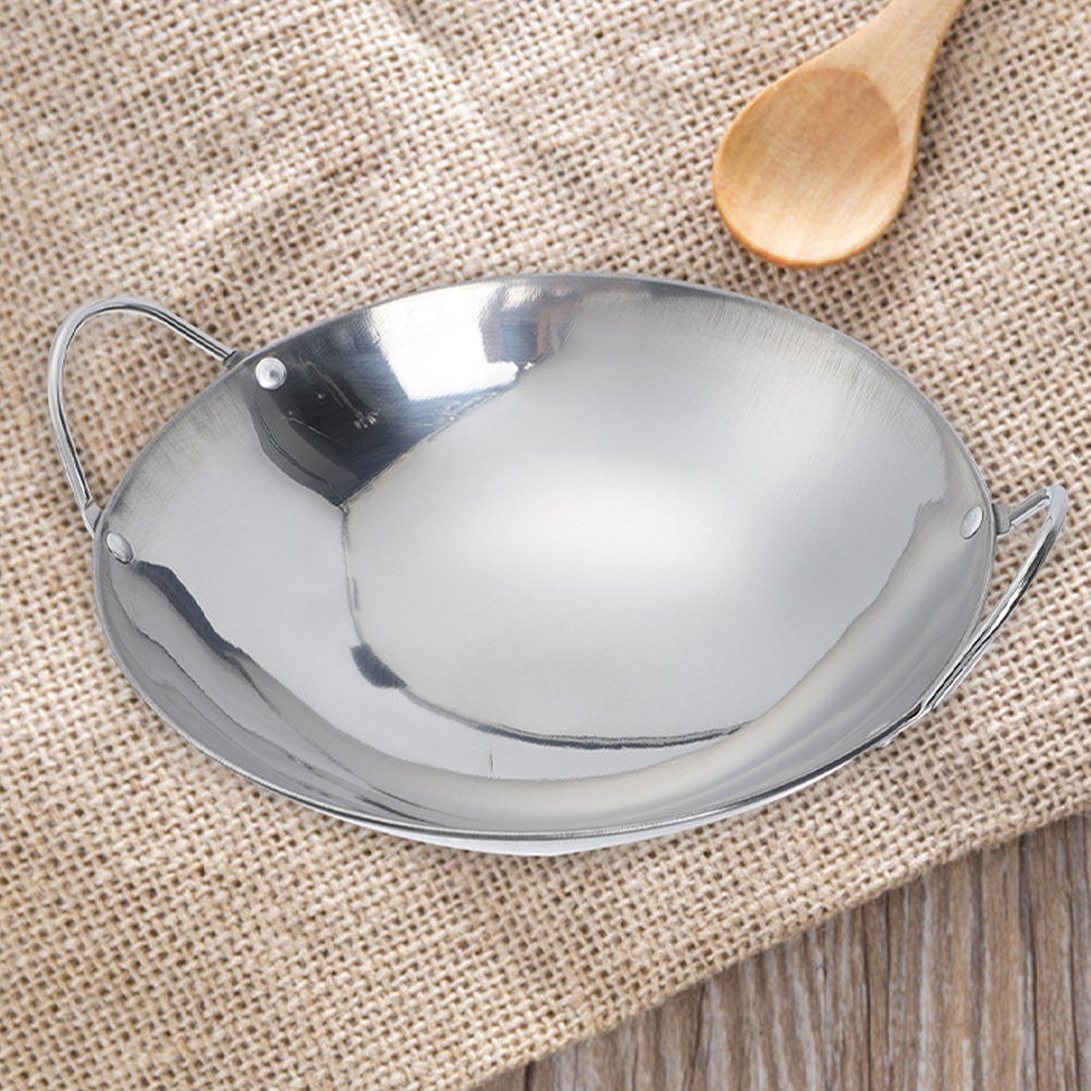 Pan Wok Pot Stainless Steel Cooking Fry Chinese Stir Frying Hot Japanese Metal Ramen Traditional Induction