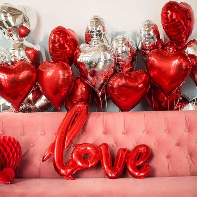 PartyWoo Love Balloons – Elegant Heart Shaped &amp; Silver Foil Party Balloons for Weddings, Engagements &amp; Proposals
