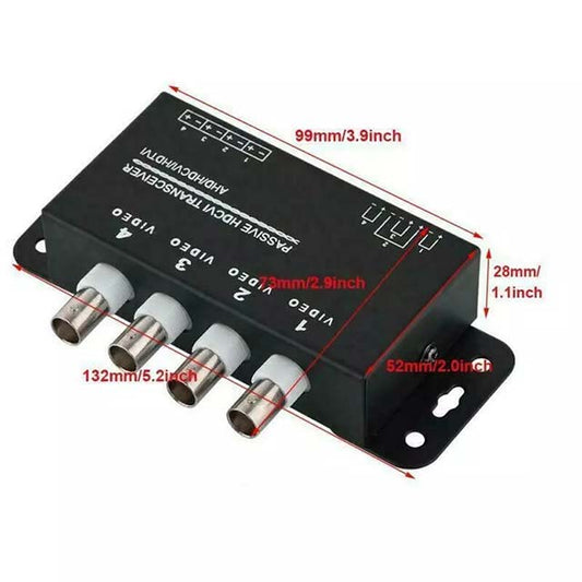 4CH Passive BNC Cable Transceiver UTP Balun Connector for CCTV Camera &amp; DVR – High-Performance Surveillance Signal Extender