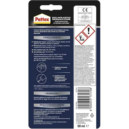 Pattex 50ml Silicone Sealant Tube